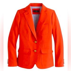 J. CREW Orange (coral or poppy red) Schoolboy Linen Blazer Jacket Size 8
